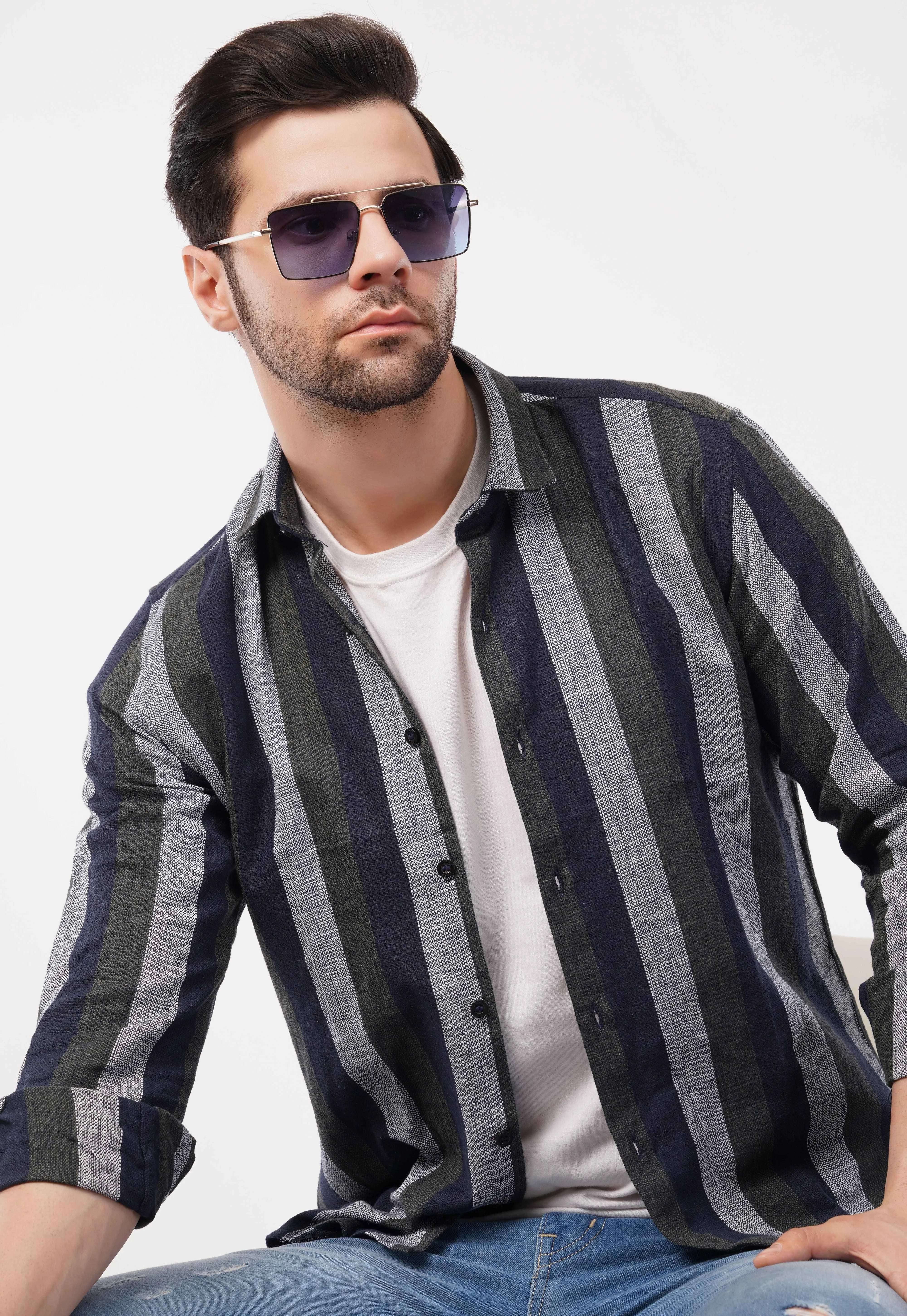 Shadow Stripe Full Sleeve Shirt